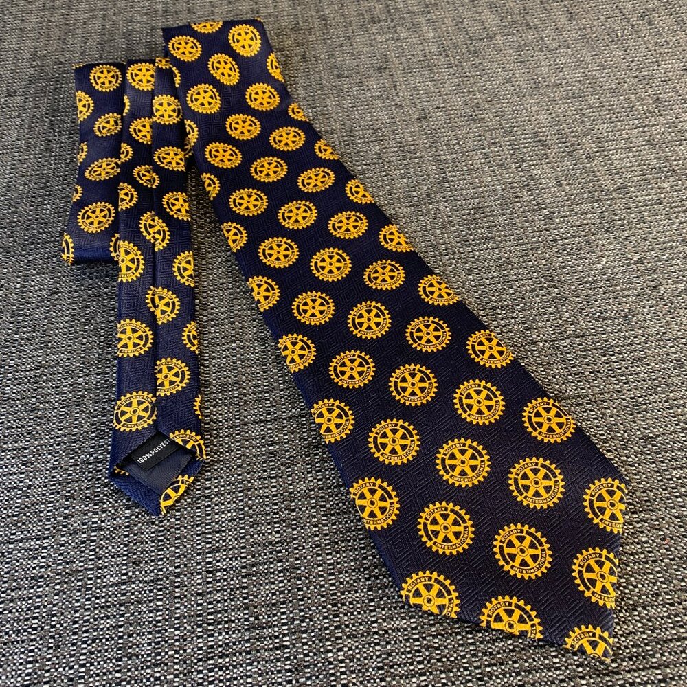 Rotary Club International Logo Tie - geometric blue gold russell-hampton co neck